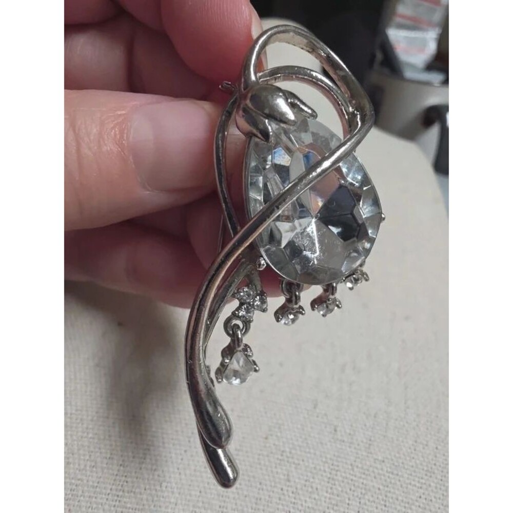 Floral Rhinestone teardrop Abstract brooch - Picture 6 of 6